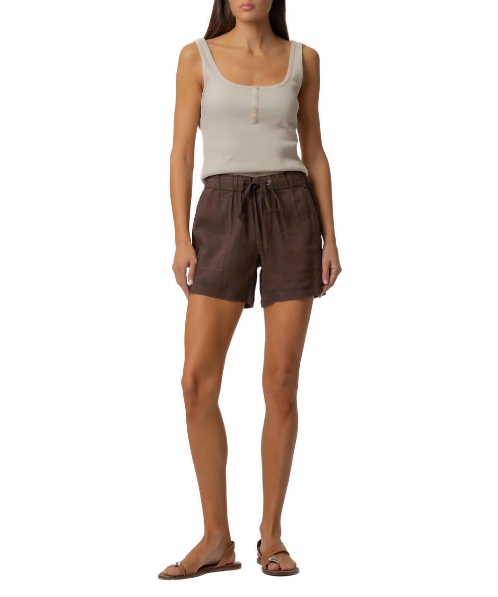 NEW KUT FROM THE KLOTH katana linen shorts in chocolate